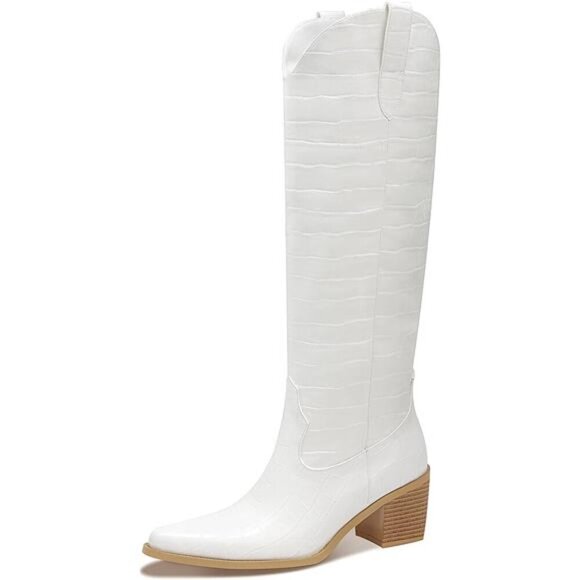 NEW  Western Cowboy Boots for Women - Knee High Wide Calf Cowgirl Boots - Picture 1 of 6